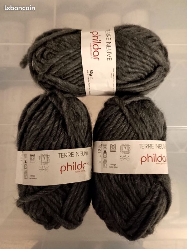 3 Pelotes De Fil PHIL NOE CIEL - Acrylique Et Coton - Bleu - Aiguille 3,5 - Neuves