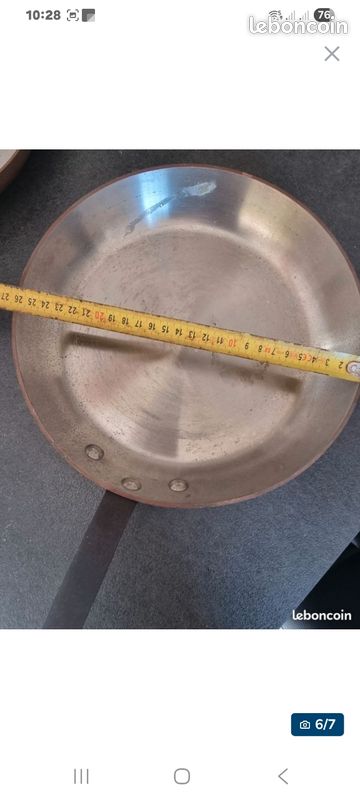 Pour restaurant lot de 2 poêles cuivre massif étamé pro (image 4)