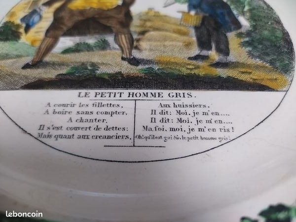 Assiette parlante polychrome Louis Lebeuf et Thibault à Montereau, début XIXème (image 4)