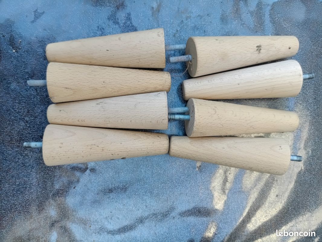 8 pieds en bois forme fuseau H 15cm (image 1)