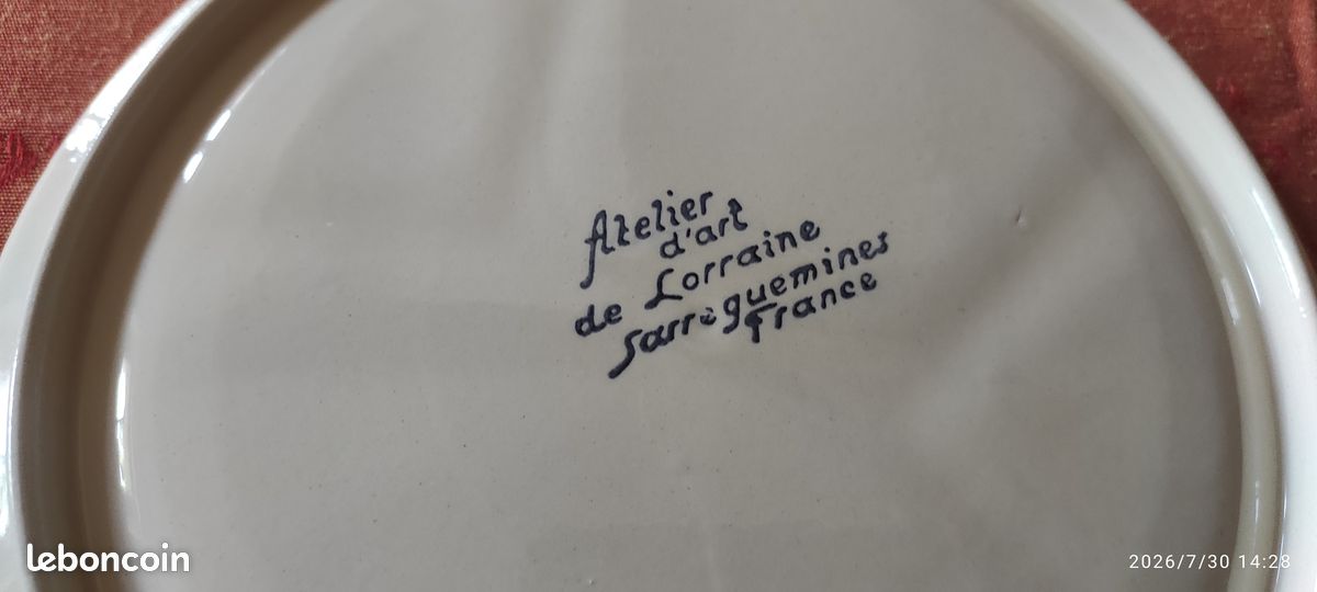 A l'unité: Assiettes ALSACIENNES anciennes à FONDUE, RACLETTE (ou crudités) "Atelier d'Art de Lorraine SARREGUEMINES-France" / NANOU68 (image 4)