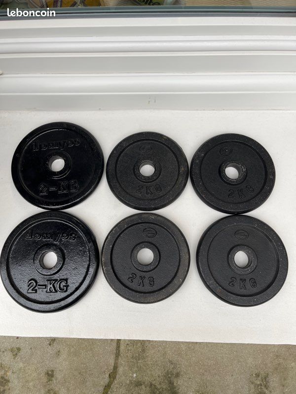 Lot De 2 Disques D'haltères En Gomme Dure DOMYOS - 2 X 20 Kg (44 Lbs) - Épaisseur 3cm
