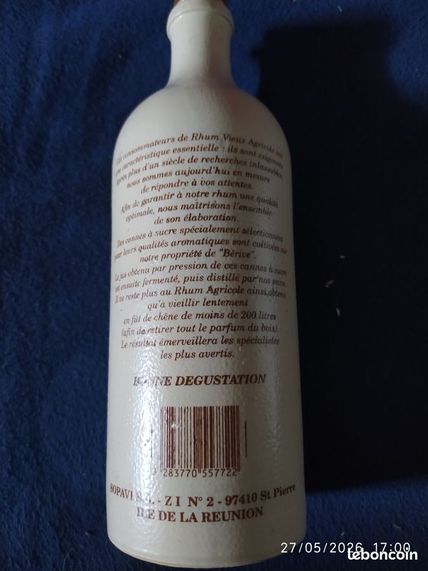 Bouteille ancienne de rhum en grès – 810 g – objet déco / collection (image 3)