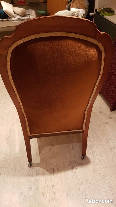 Fauteuil bois et cuir (image 3)