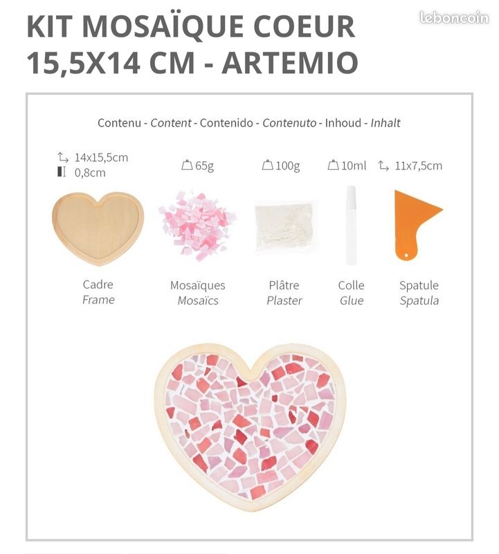 Baker Ross Décorations Mosaïque Cœur – Lot De 5 Kit Créatif – Mousse Autocollante – Saint-Valentin – Hauteur 10 Cm – Dès 3 Ans