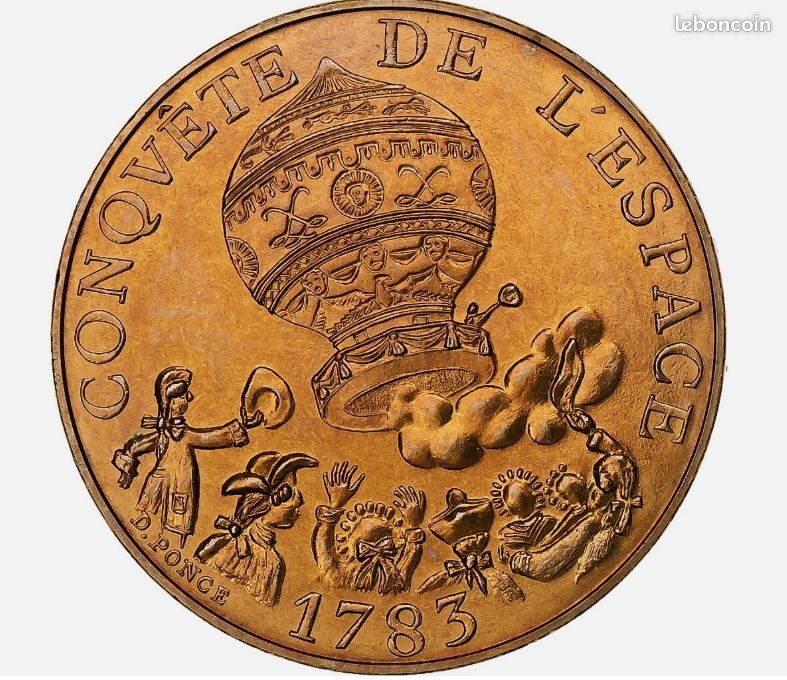 FRANCE - Pièce de 10 F 1983 - Conquête de l'Espace (image 2)