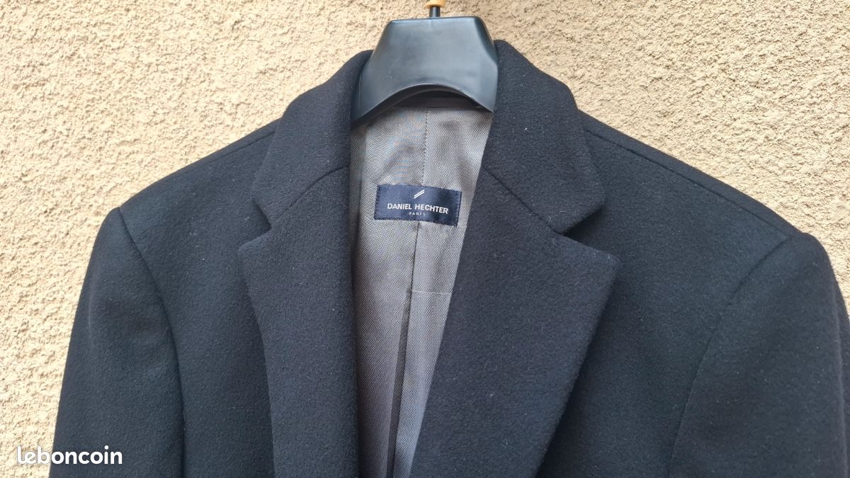 Manteau long homme Daniel Hechter Paris – 100 % laine vierge – noir – T48 (image 6)