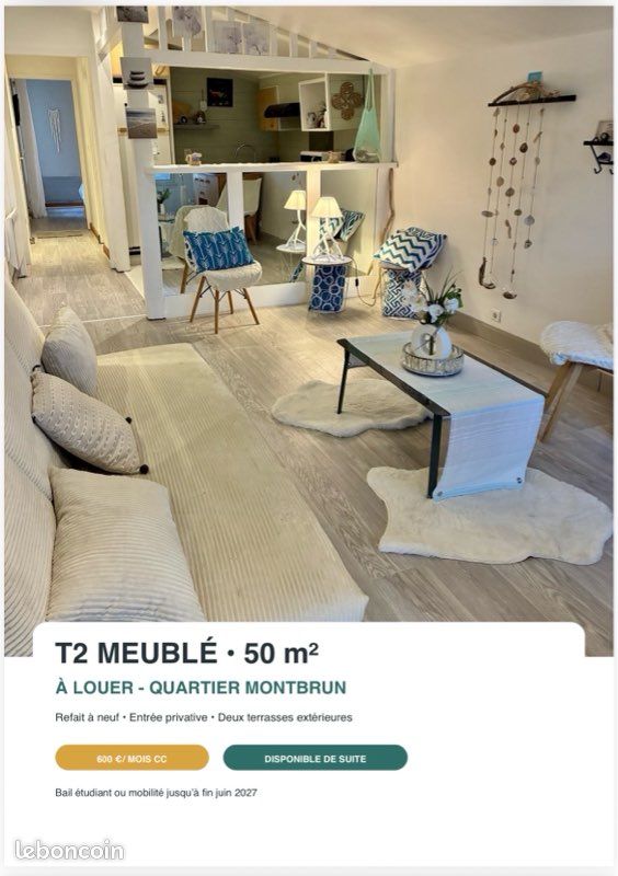 Appartement 2 pièces 50 m² · à Anglet · 50 m² · 600 €/mois