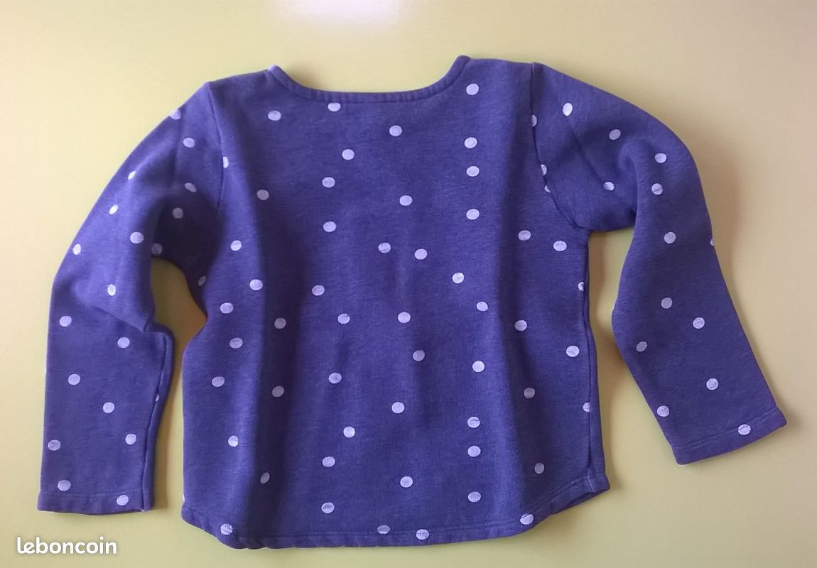 Petit Bateau Sweatshirt fille 8 ans manches longues à motifs pois (image 1)
