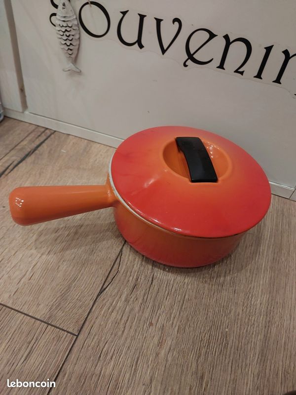 Caquelon à Fondue Vintage Cousances Fonte Orange, Induction, Le Creuset