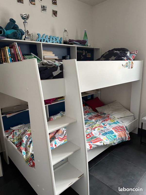 Lits superposés enfants avec matelas et sommiers 100 (image 1)