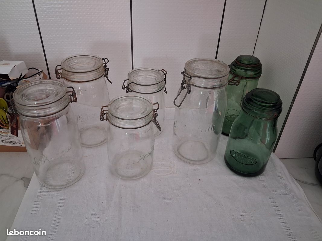 LOT DE 3 bocaux DURFOR et l'IDEALE en verre teinté vert EUR 18,00