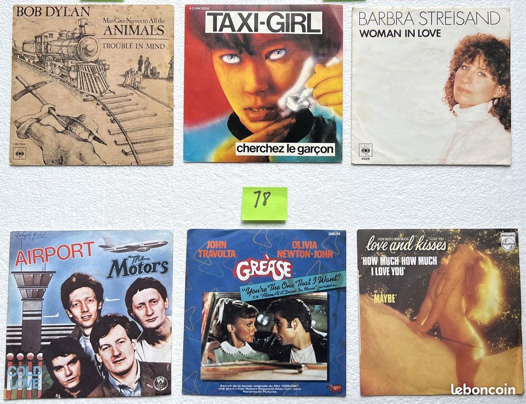 Lot de 25 disques vinyl 45 tours variété pop rock des années 75 à 80 ...