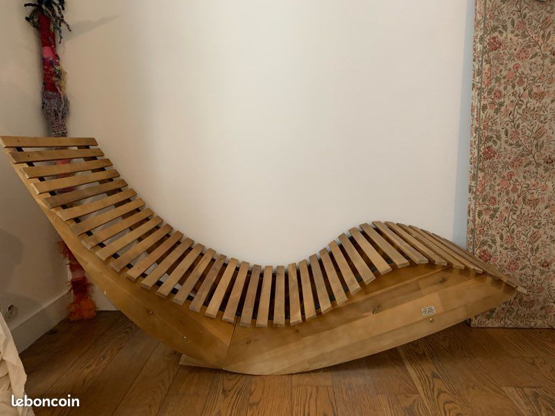 Chaise longue à bascule JAVA pliable en bois (image 1)