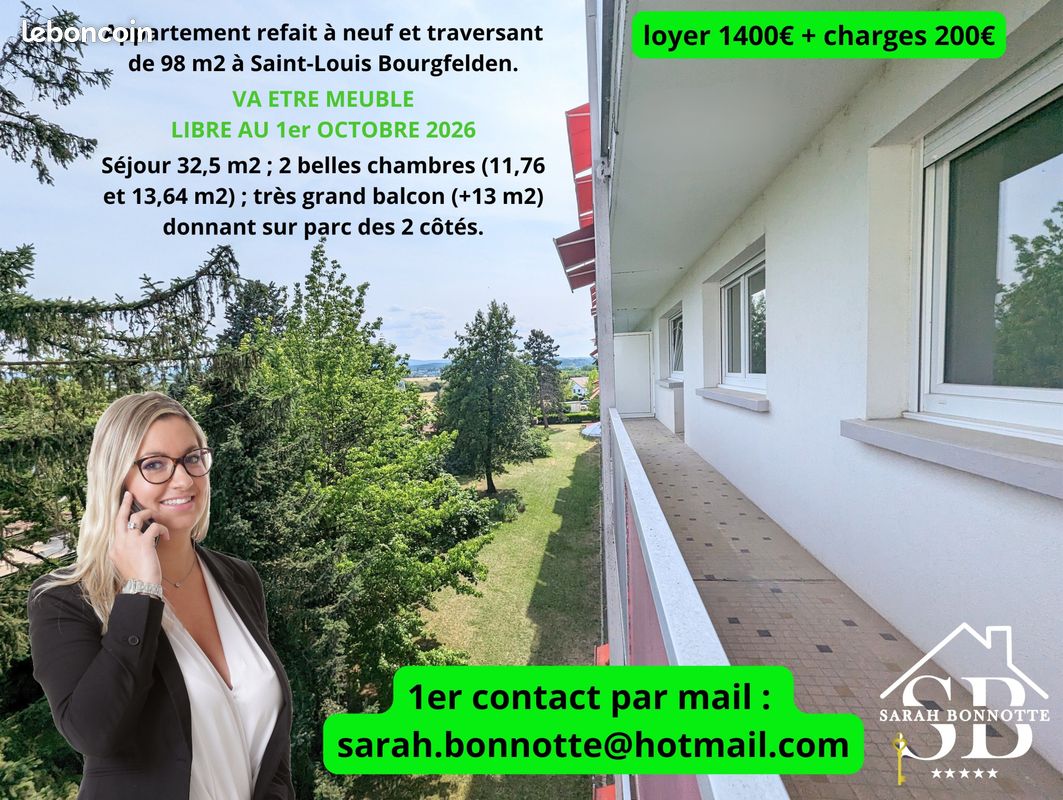 Appartement 4 pièces 98 m² · à Saint-Louis · 98 m² · 1 600 €/mois