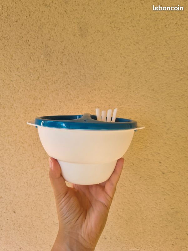 Tupperware Fondue Choco Turquoise + Allegra Blanc Et Fourchette (neuf)