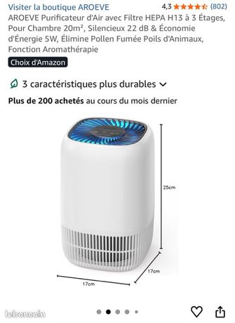 AROEVE Purificateur D'Air HEPA H13 3 Étages - Chambre 20m², Silencieux 22dB, 5W, Aromathérapie Filter For Bedroom AROEVE Purificateur D'Air HEPA H13 3 Étages - Chambre 20m², Silencieux 22dB, 5W, Aromathérapie Filter For Bedroom