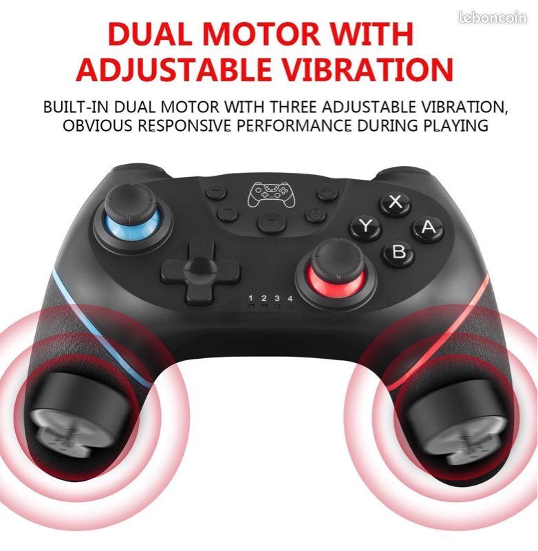 Manette Pro Sans Fil Noire Pour Nintendo Switch & Lite - Turbo, Vibrations, Compatible PC