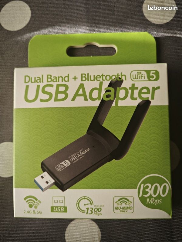 Clé USB Wi-Fi Double Bande 1300 Mbps Oliveria - USB 3.0, Antennes 5 DBi