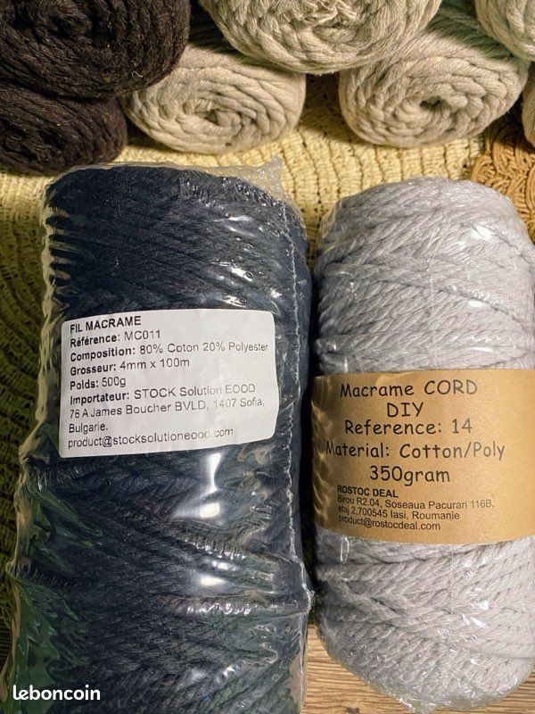 Lot De 18 Fils De Coton Pour Macramé 2mm X 30m - Corde Naturelle Colorée Pour DIY, Décoration Bohème Et Artisanat