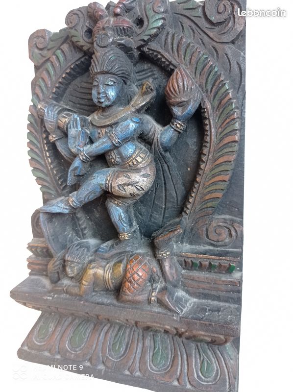 Statue Ancienne En Bois – Divinité Hindoue/bouddhiste, Période 1900-1949, Inde