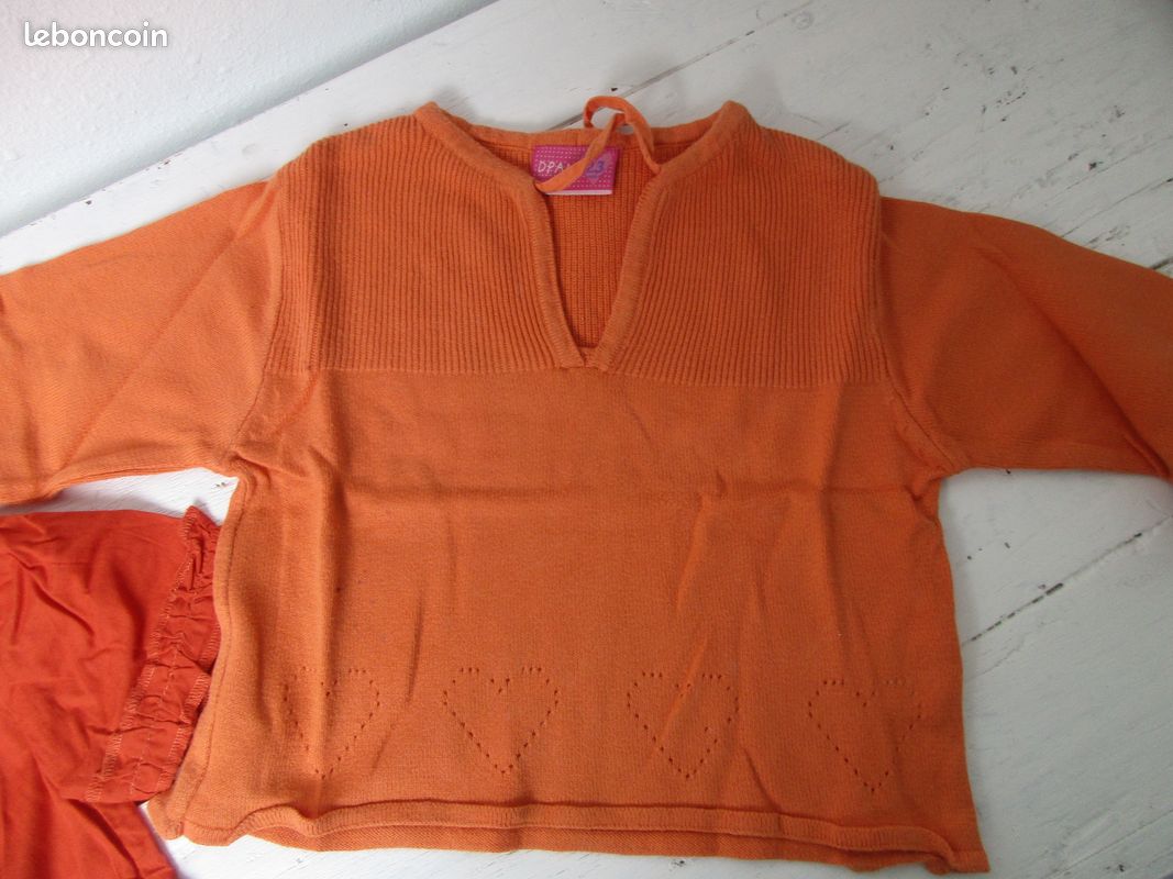 Chemisier+gilet orange 24 mois (image 3)