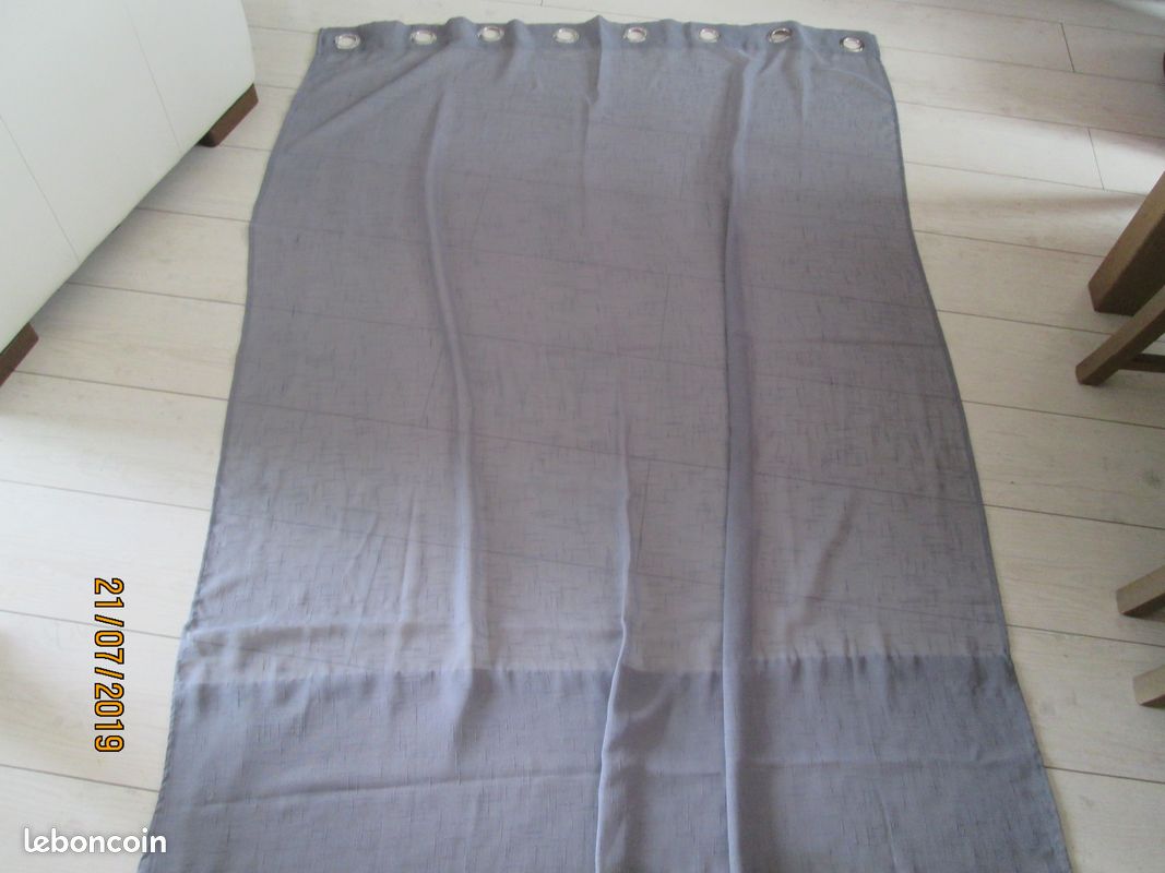1 voilage gris avec oeillets métalliques 2m X 1,40m (image 1)