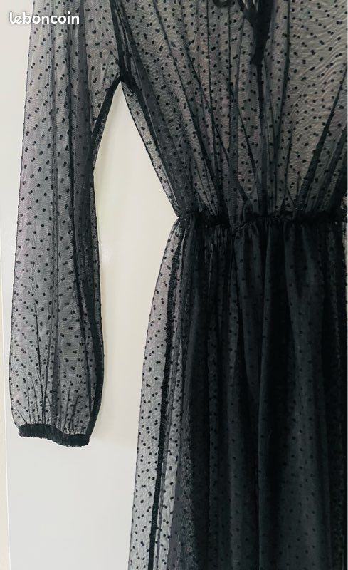 Zara Robe Noir Transparente Robe Longue Robe Transparente A Pois