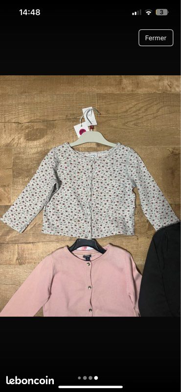 Gilet Fille Brodé En Coton - Marque Petits Juniors - Taille 3 Ans - Occasion Très Bon état
