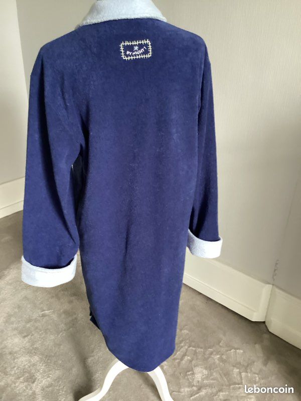 Robe de chambre / peignoir mixte chaude bleu marine / bleu pâle (image 2)
