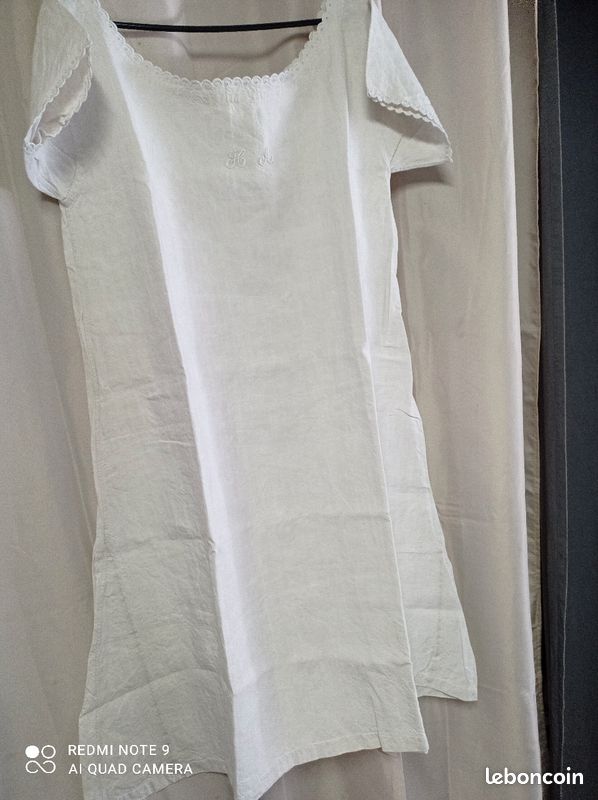 Chemise de nuit ancienne toile de lin (image 1)