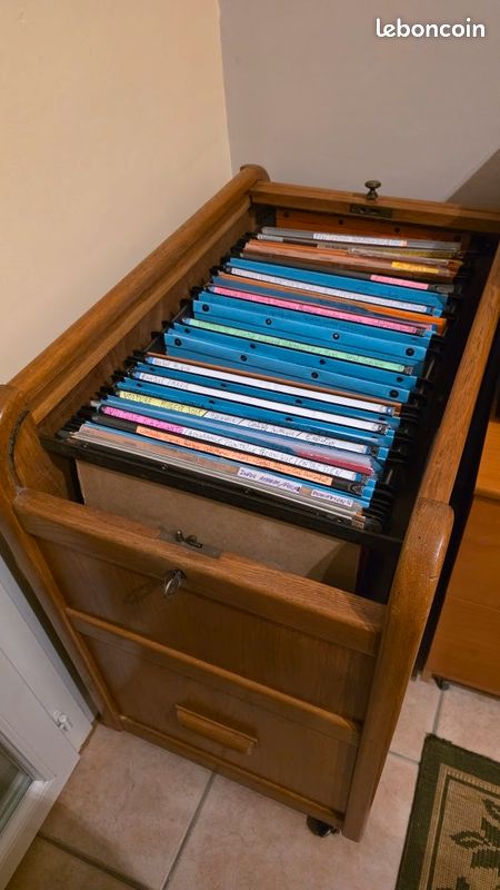 Meuble classeur d’archivage vintage à rideau coulissant en chêne (image 3)