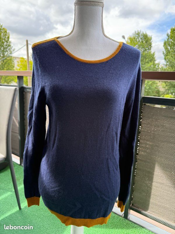 Pull laine bleu cachemire taille Christine Laure Vêtements