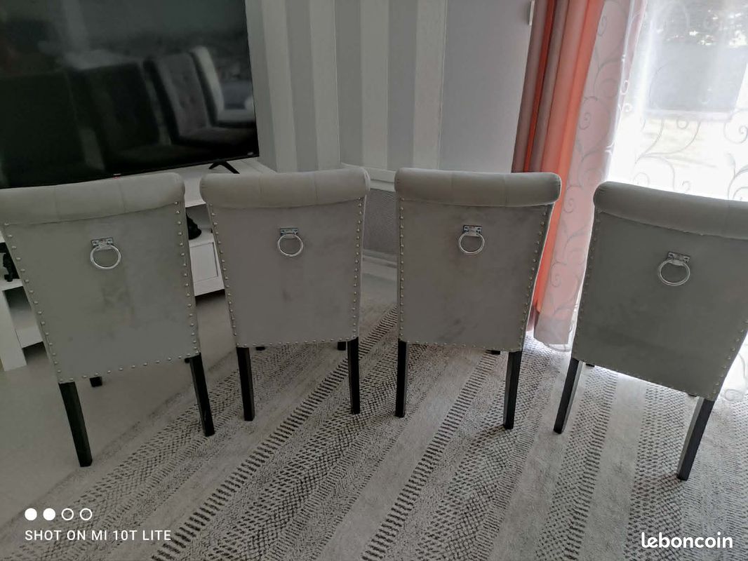 Chaises velours gris (image 1)