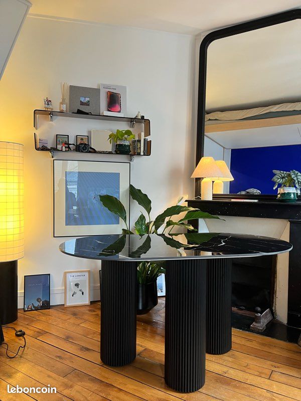 Magnifique table design noir marbre – modèle haut de gamme Homary – état neuf (image 5)