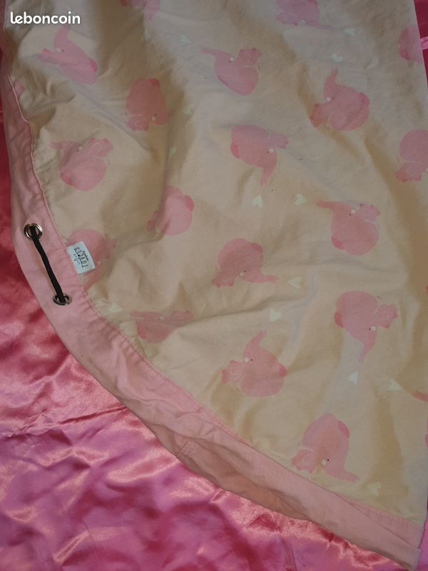 Sac à jouets tissu rose avec éléphants (image 6)
