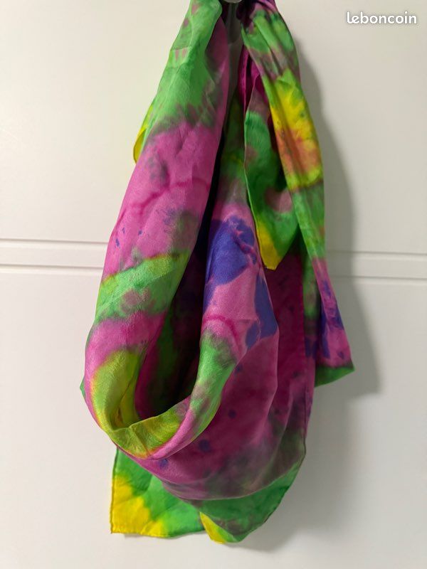 Foulard En Soie Vintage Peter Max Années 70 - Motif Psychédélique - Rare