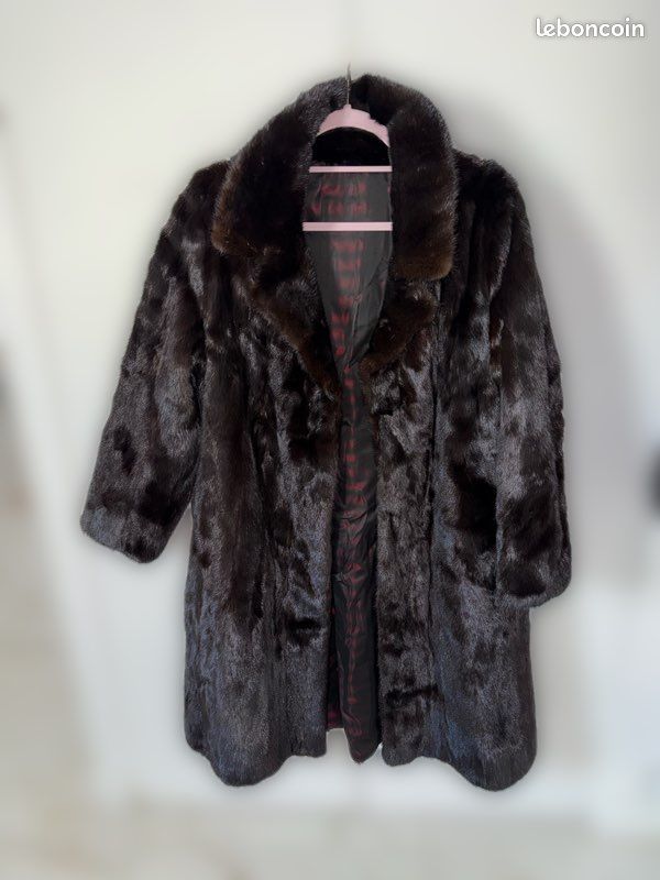 Manteau En Vison Véritable Pour Femme – Marque Reiner Paris – Taille XL – Noir