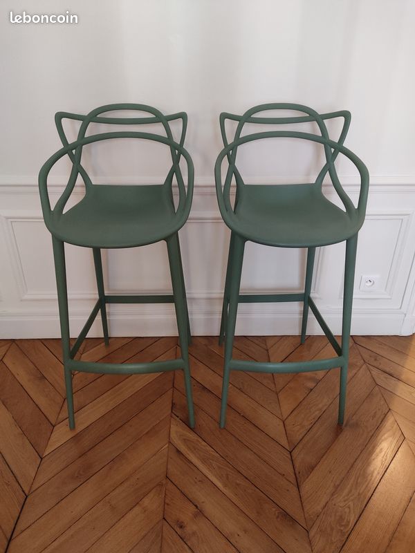 Tabourets Kartell MASTERS STOOL verts sauge (image 1)
