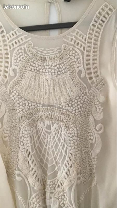 ZARA Robe courte Dames Robe T EU 36 blanc cassé élégant