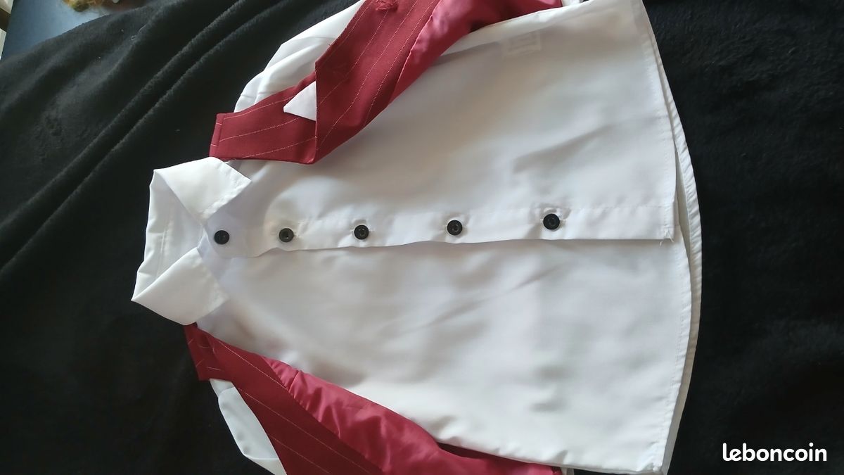 Costume cérémonie bébé 18-24 mois, bordeau a rayures, 4 pieces avec gilet, chemise, pantalon, nœud papillon (image 10)