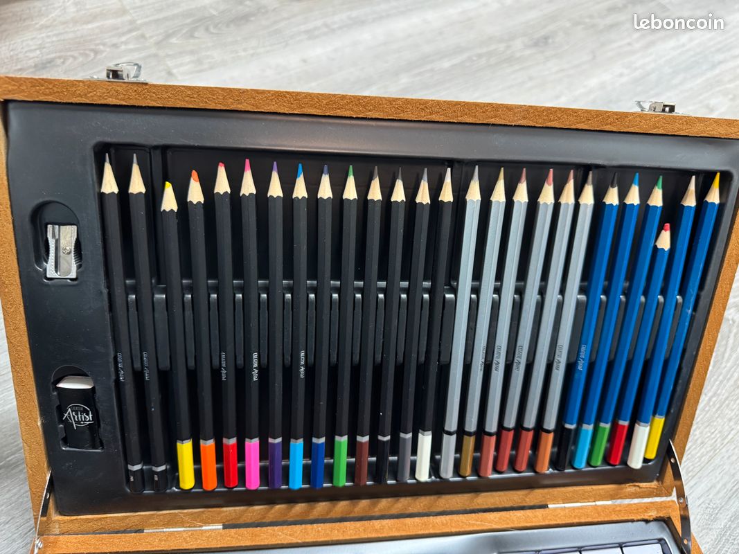 🎨 Coffret d'Art Complet en Malette Bois — Crayons, Pastels, Aquarelle + Carnet A3 Offert ✨ (image 3)