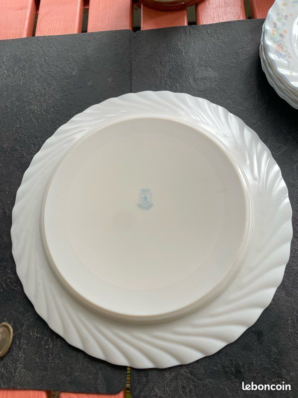 Lot de 6 petite Assiettes Plate 23cm Arcopal Fleur Rose Blanc/Rouge - Vendu