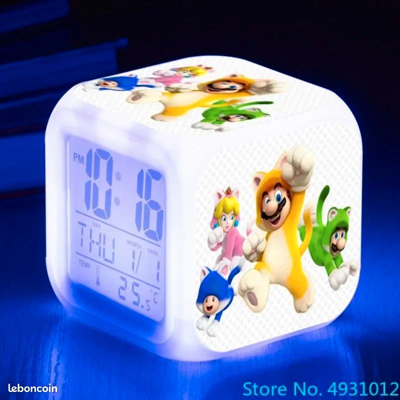Réveil Lumineux Super Mario Bros 8x8x8cm (image 3)