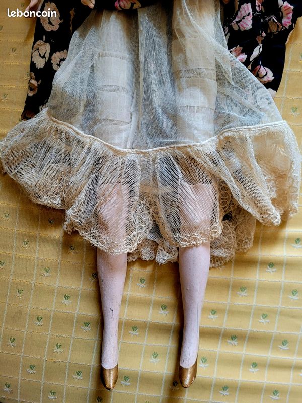 Ancienne Poupée De Chiffon – Poupée Boudoir En Paille – Vintage