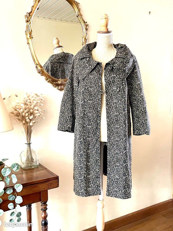 Veste trench léopard marron noir (image 10)