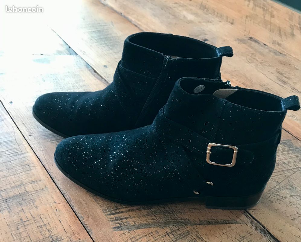 Mellow Yellow Bottines Femme Cuir Noir Talon Plat Boots Mellow