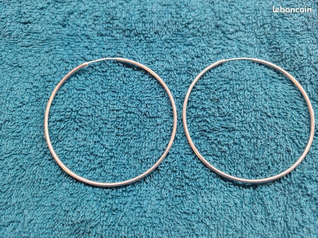 Boucles D'oreilles Créoles En Argent 925 - Poinçon Joaillier, Occasion Impeccable