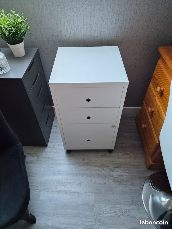 Caisson de bureau 3 tiroirs blanc BUT (image 2)