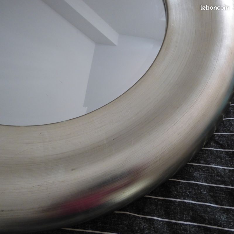 Miroir rond bois argenté (image 7)